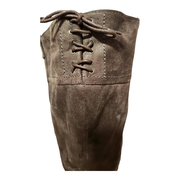 TORRID Lace-Up Back Lug Sole High Boot Wide Calf Taupe 11W - Picture 4 of 10